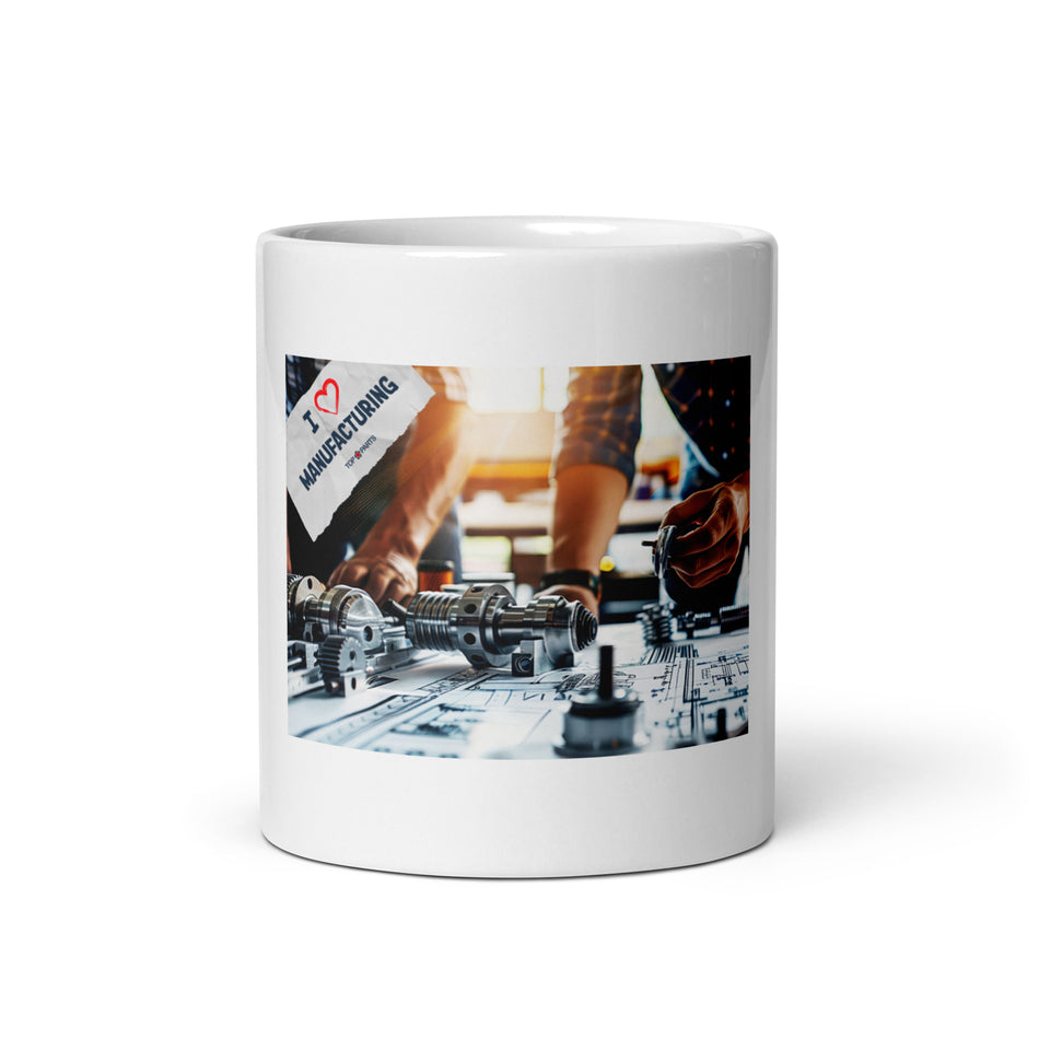 White Glossy Mug - "I Love Manufacturing" Collection